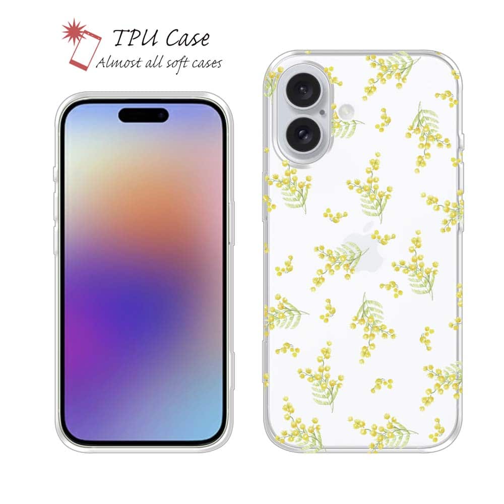 ソフトケース iPhone17 Pro Max iPhone Air クリアケース iPhone16e Pro Max iPhone15 Pro Max iPhone14 Plus iPhone13 mini Xperia 10 VII Galaxy AQUOS sense arrows Pixel10 Pro XL カラフル 花 花柄 薔薇 クリア ミモザ（ホワイト）