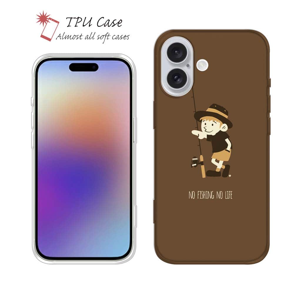 ソフトケース iPhone17 Pro Max iPhone Air クリアケース iPhone16e Pro Max iPhone15 Pro Max iPhone14 Plus iPhone13 mini Xperia 10 VII Galaxy AQUOS sense arrows Pixel10 Pro XL 釣り 魚 ルアー 透明 釣りざんまい 釣りに行きたい少年_ブラウン