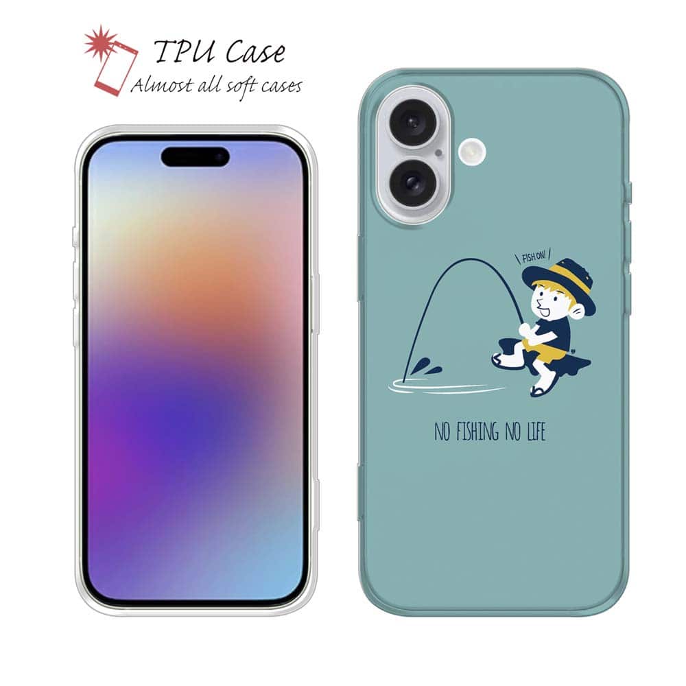 ソフトケース iPhone17 Pro Max iPhone Air クリアケース iPhone16e Pro Max iPhone15 Pro Max iPhone14 Plus iPhone13 mini Xperia 10 VII Galaxy AQUOS sense arrows Pixel10 Pro XL 釣り 魚 ルアー 透明 釣りざんまい 釣りを楽しむ少年_ミント