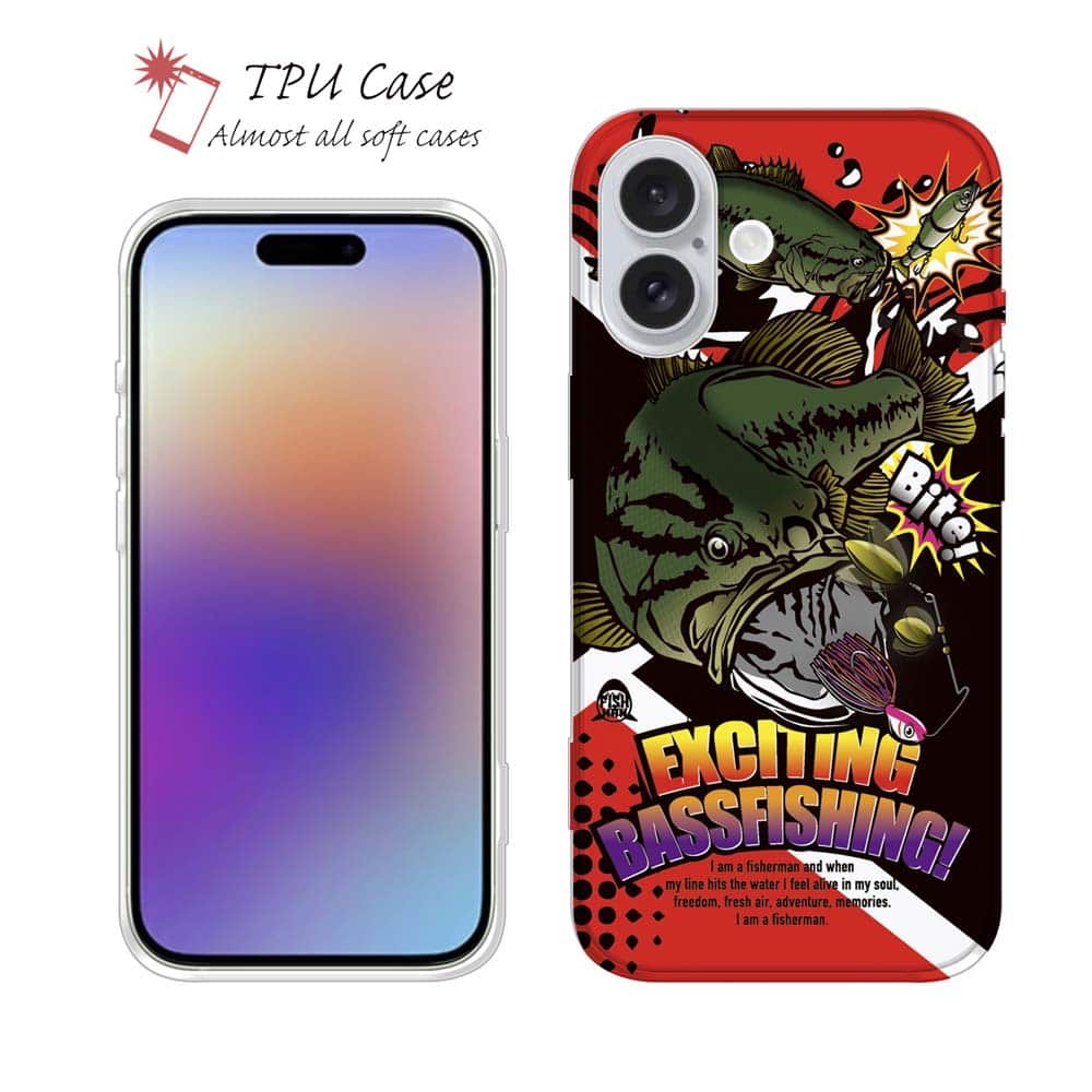 ソフトケース iPhone17 Pro Max iPhone Air クリアケース iPhone16e Pro Max iPhone15 Pro Max iPhone14 Plus iPhone13 mini Xperia 10 VII Galaxy AQUOS sense arrows Pixel10 Pro XL 釣り 魚 ルアー 透明 FISH MAN エキサイティングバスフィッシング マゼンタ