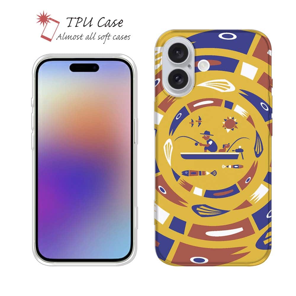 ソフトケース iPhone17 Pro Max iPhone Air クリアケース iPhone16e Pro Max iPhone15 Pro Max iPhone14 Plus iPhone13 mini Xperia 10 VII Galaxy AQUOS sense arrows Pixel10 Pro XL 釣り 魚 ルアー 透明 釣りざんまい サークルフィッシング_オレンジ