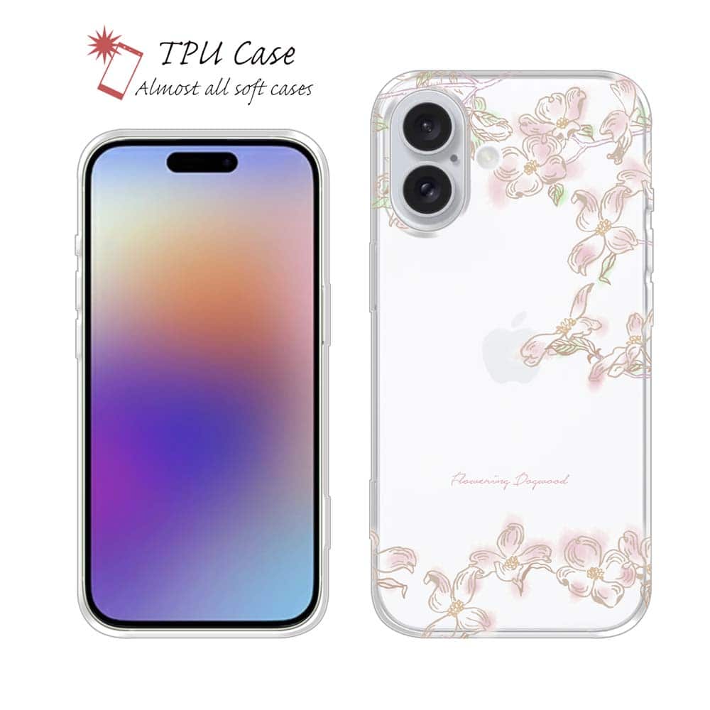 ソフトケース iPhone14 Pro Max 14 Plus クリアケース iPhone13 Pro Max 13 mini iPhone12 iPhone SE(第三世代) Xperia 10 IV Galaxy AQUOS sense arrows Pixel7 Pro かわいい カラフル 花 花柄 ハナミズキ（クリア）