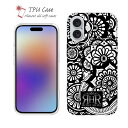 ソフトケース iPhone16 Pro Max 16 Plus クリアケース iPhone15 Pro Max iPhone14 Plus iPhone13 mini Xperia 10 VI Galaxy AQUOS sense arrows Pixel9a Pro 透明 ROMI HIME ヘナ タトゥー トライバル 花 ブラック&ホワイト