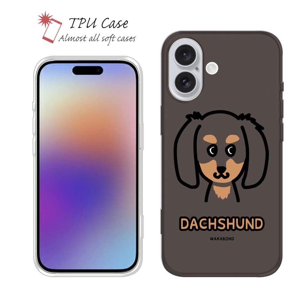 ソフトケース iPhone17 Pro Max iPhone Air クリアケース iPhone16e Pro Max iPhone15 Pro Max iPhone14 Plus iPhone13 mini Xperia 10 VII Galaxy AQUOS sense arrows Pixel10 Pro XL かわいい TPU 透明 ワカボンド WAKAMAKAシリーズ ダックスフンドのダックスーン