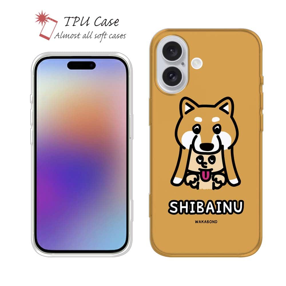 ソフトケース iPhone17 Pro Max iPhone Air クリアケース iPhone16e Pro Max iPhone15 Pro Max iPhone14 Plus iPhone13 mini Xperia 10 VII Galaxy AQUOS sense arrows Pixel10 Pro XL 犬 イヌ 柴犬 TPU 透明 ワカボンド WAKAMAKAシリーズ 赤柴犬かぶりものとシバアカ