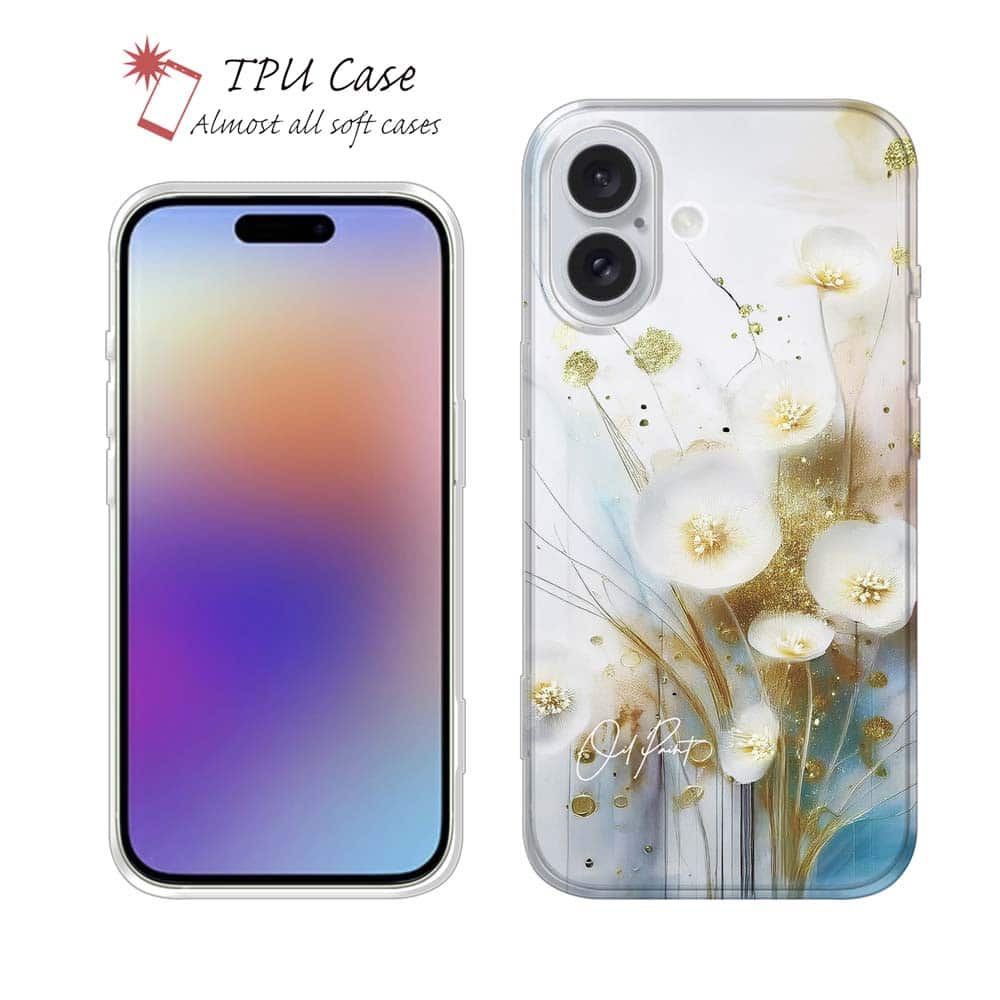 ソフトケース iPhone17 Pro Max iPhone Air クリアケース iPhone16e Pro Max iPhone15 Pro Max iPhone14 Plus iPhone13 mini Xperia 10 VII Galaxy AQUOS sense arrows Pixel10 Pro XL カラフル 花 花柄 オイルペイント ゴールドフラワー
