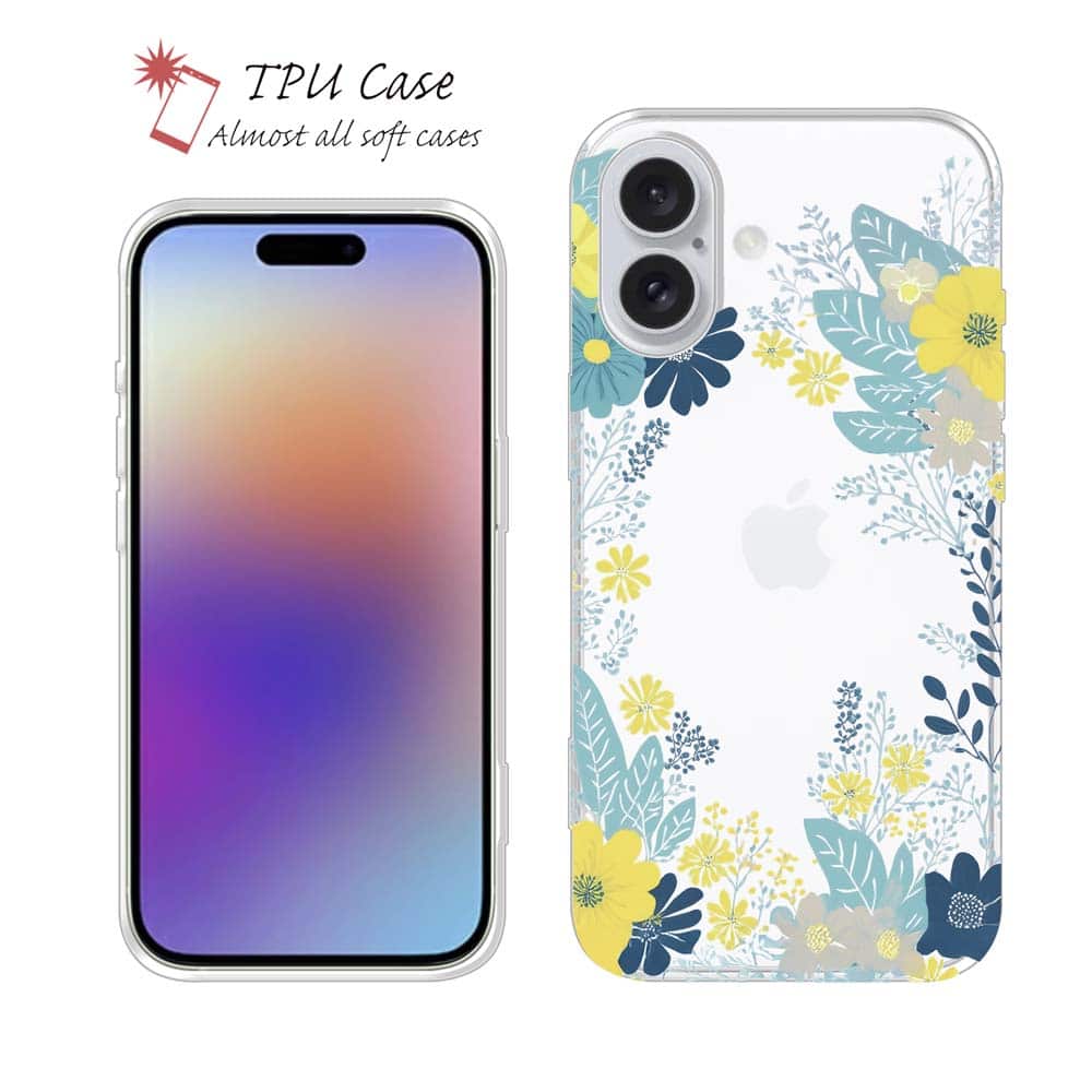 ソフトケース iPhone17 Pro Max iPhone Air クリアケース iPhone16e Pro Max iPhone15 Pro Max iPhone14 Plus iPhone13 mini Xperia 10 VII Galaxy AQUOS sense arrows Pixel10 Pro XL カラフル 花 花柄 北欧デザイン グリーン＆イエロー