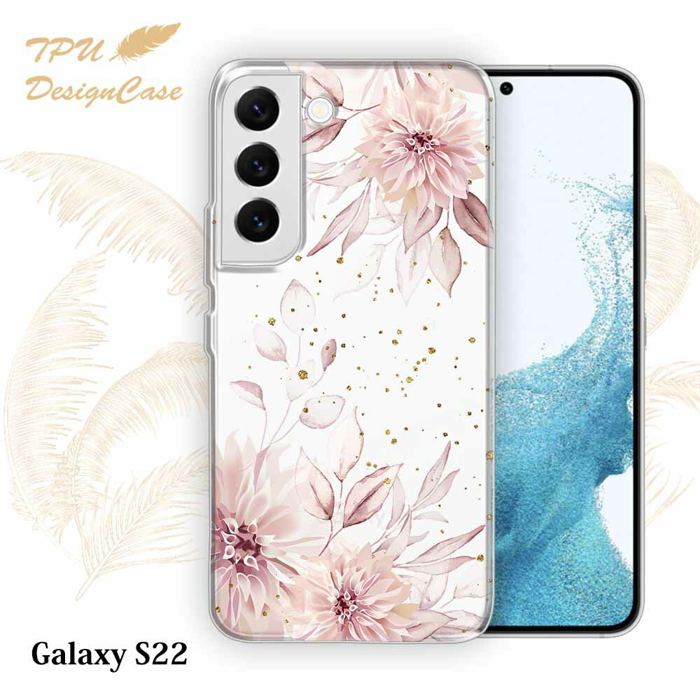  Galaxy S22 SC-51C / SCG13 ソフトケース TPU クリアケース 透明 ギャラクシーエス22 ケース おしゃれ カラフル かわいい 花 花柄 スプリングピンク