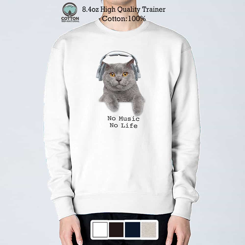 トレーナー 長袖 ブリティッシュだってNo Music No Life 8.4oz (オンス) 綿100% メンズ レディース 洗濯 大きいサイズ ホワイト ブ...