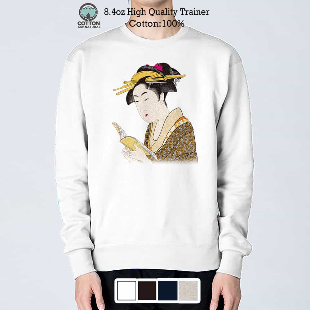 トレーナー 長袖 浮世絵 美人絵 その4 8.4oz (オンス) 綿100% メンズ レディース 大きいサイズ ホワイト ブラック ディープ ネイビー オートミ...