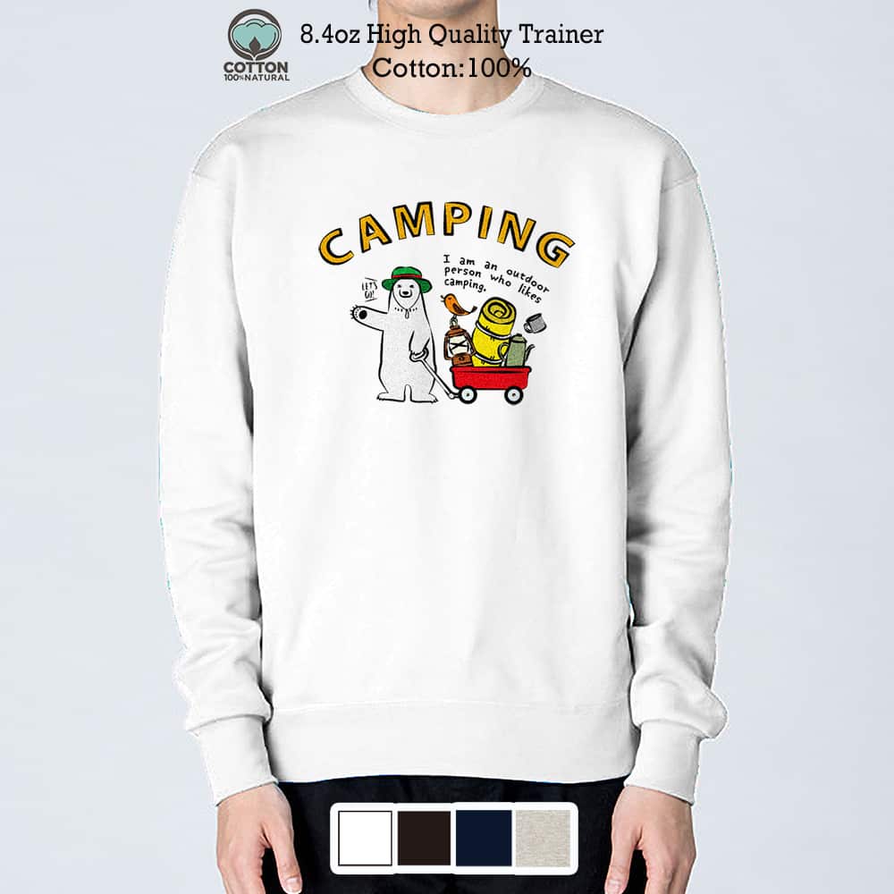 トレーナー 長袖 シロクマさんキャンプに行く(wakat) 8.4oz (オンス) 綿100% メンズ レディース 洗濯 大きいサイズ ホワイト ブラック ディ...