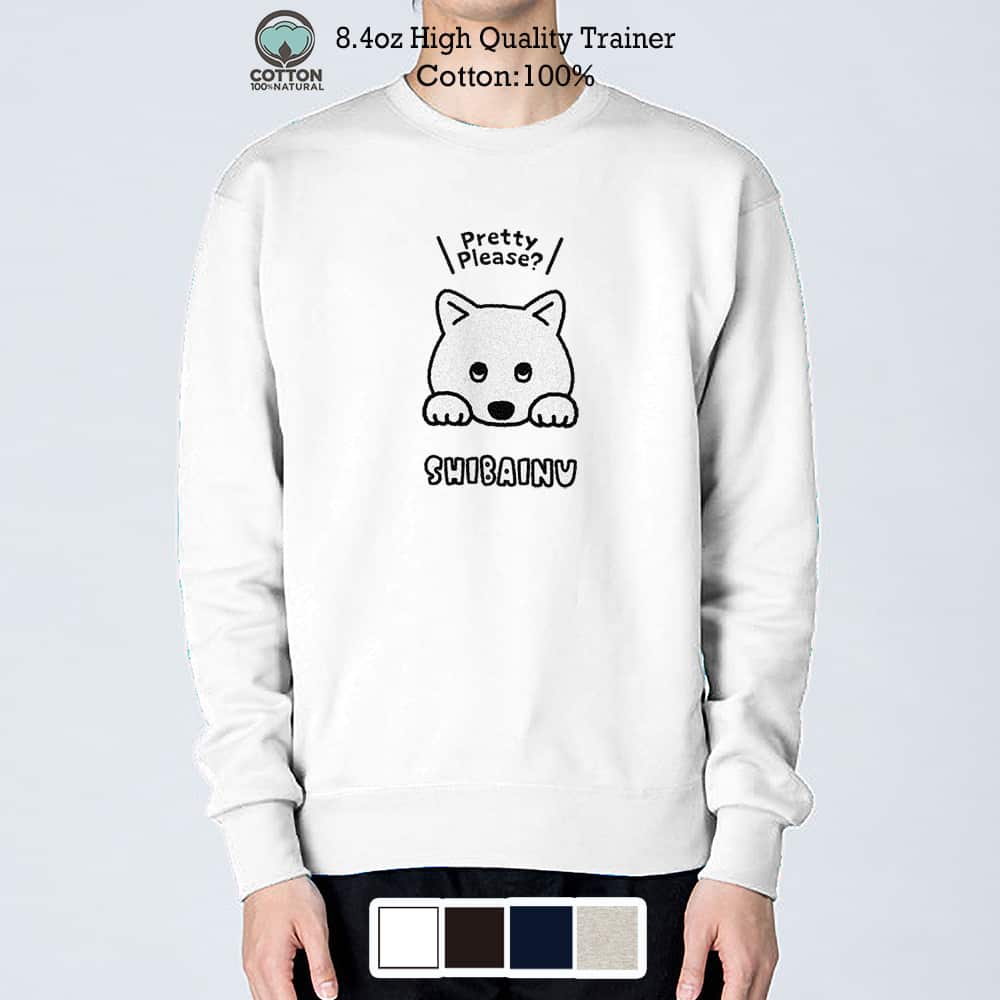 トレーナー 長袖 柴犬のおねだり顔_白柴(wakat) 8.4oz (オンス) 綿100% メンズ レディース 洗濯 大きいサイズ ホワイト ブラック ディープ...