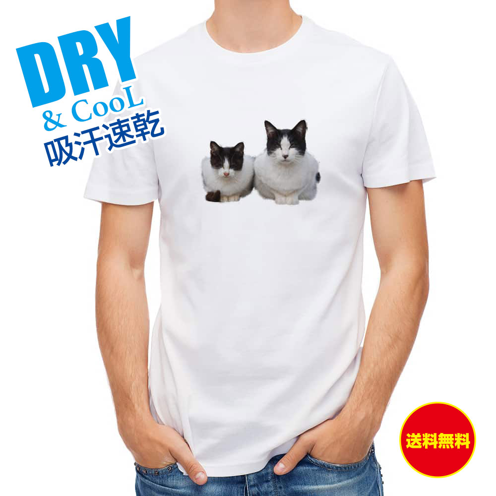 かわいい Tシャツ シロクロ二匹 ネコ 猫 ねこ 雑貨 かわいい T シャツ メンズ 半袖 ロゴ 文 ...