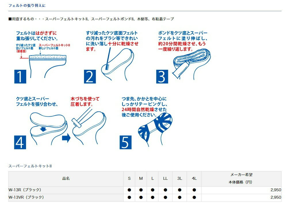 ダイワ (Daiwa) W-13R ブラック 先丸 Lサイズ スーパーフェルトキットII
