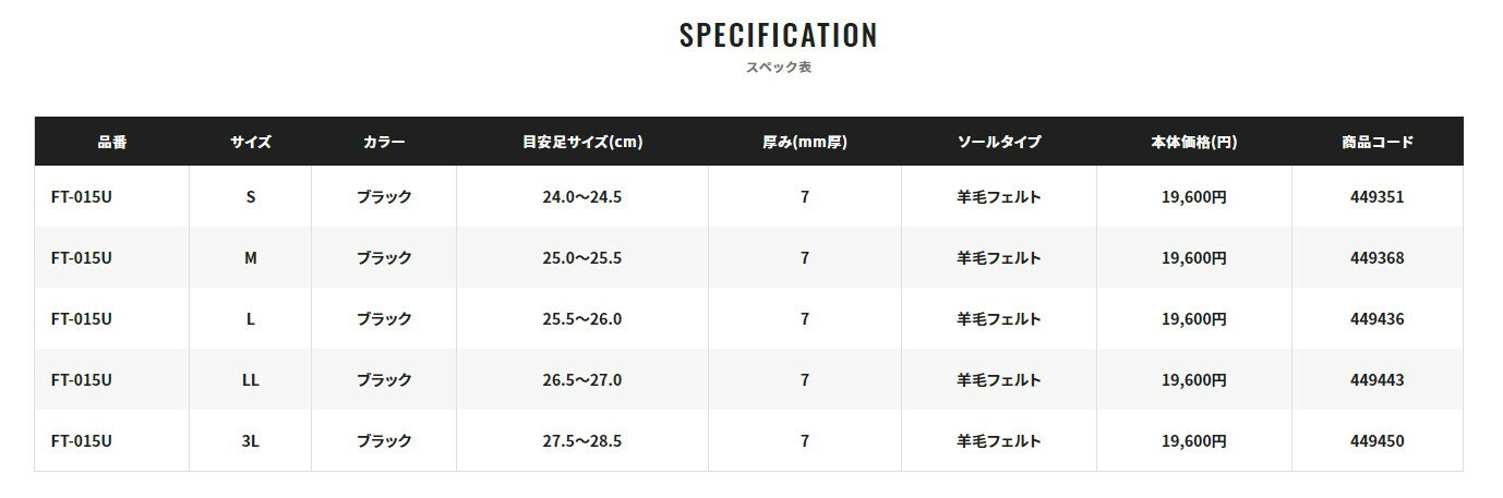 シマノ (Shimano) FT-015U ブラック 3Lサイズ (27.5～28.5) リミテッドプロ 羊毛フェルト（中割） 3