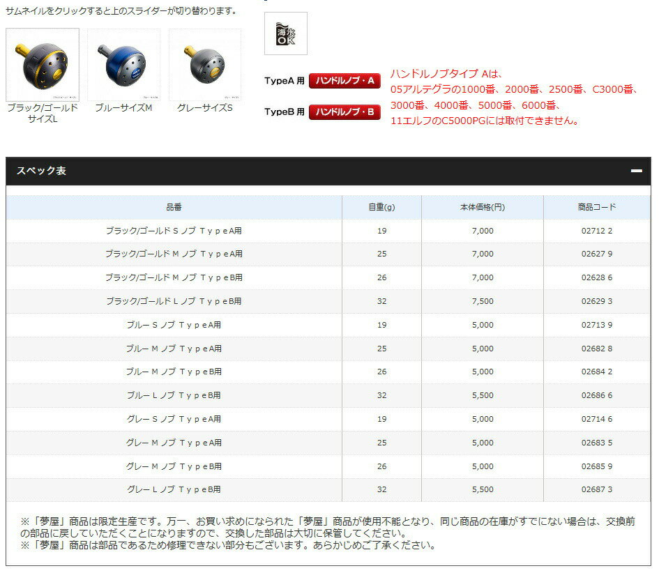 シマノ(Shimano)夢屋アルミラウンド型パワーハンドルノブ ブラック/ゴールド M ノブ TypeB用