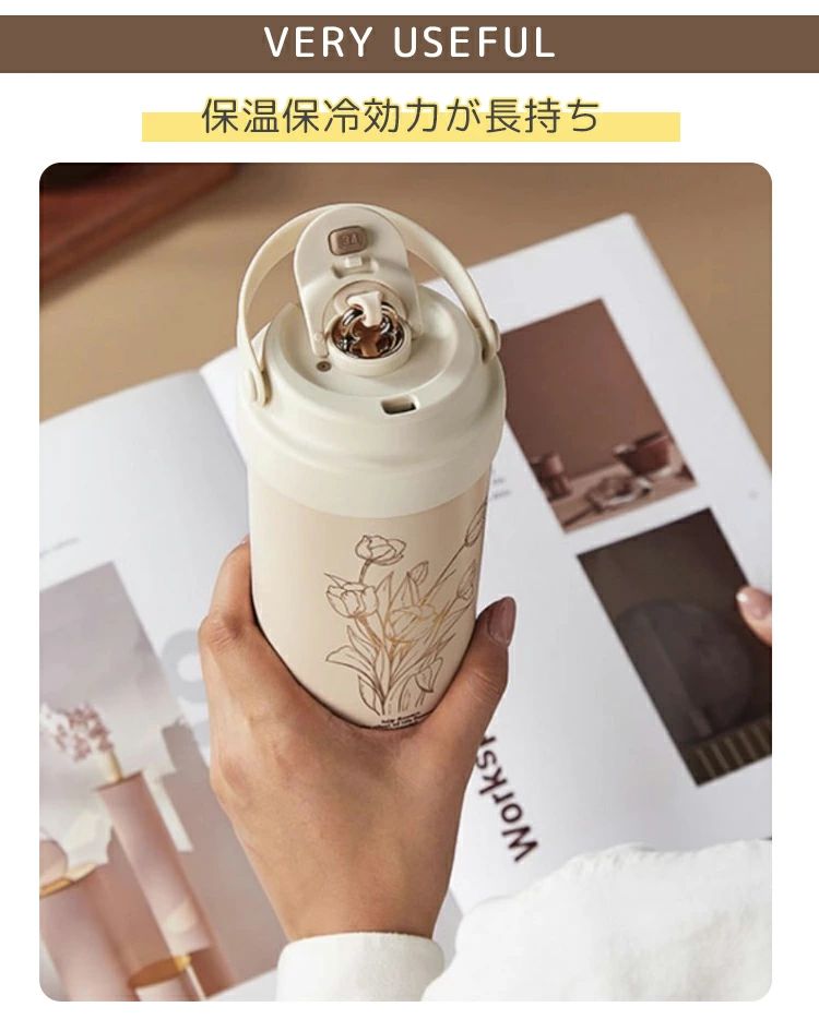 タンブラー セラミックタンブラー 母の日 ストロー付き 保冷 耐熱 蓋付き 水筒 ホルダー 750ML 500ML 二重構造 保温携帯コーヒーカップ 溢れにくい 大容量 直接ドリップ トラベルカップ 軽量 大人気 オフィス アウトドア キャンプ スポーツ ギフト anhelopro-10005659 Anhelo サンプル画像3