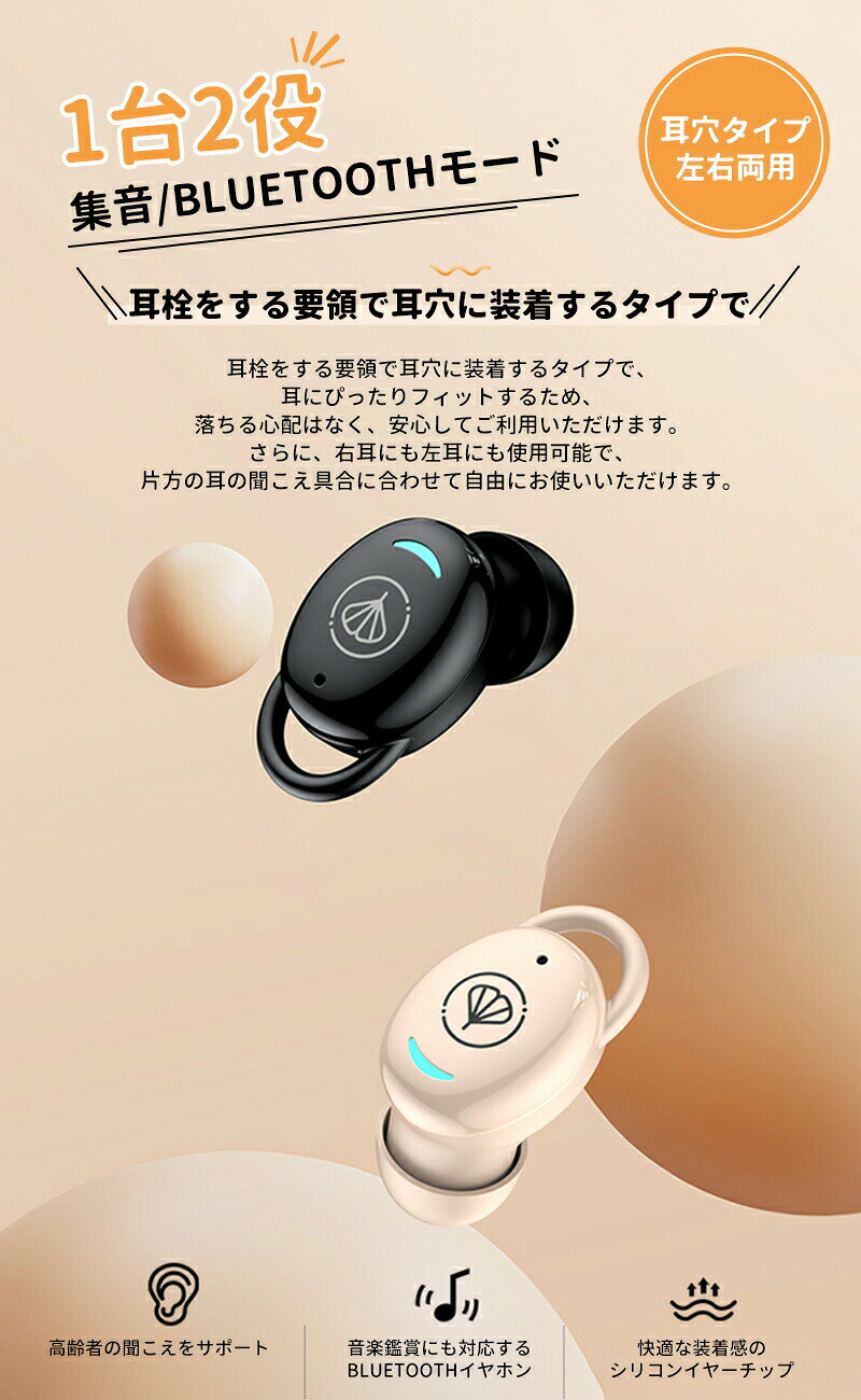 片耳式 集音器 ミミクリア 集音器 イヤホン型 超軽量 片耳 集音機 充電式 高齢者 ...
