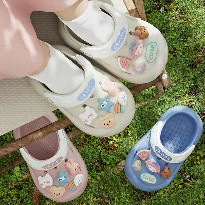 ビーチサンダル クロッグサンダル 子供靴 キッズシューズ 厚底サンダル 2WAY仕様 子供用サンダル 子どもスリッパ ルームシューズ サボ 室内履き 外出履き スリッパ 軽量 クッション性 柔軟性 フィット感 人気 通気孔付き ユニセックス 無地 滑り止め 履きやすい 散歩 水遊び - 2
