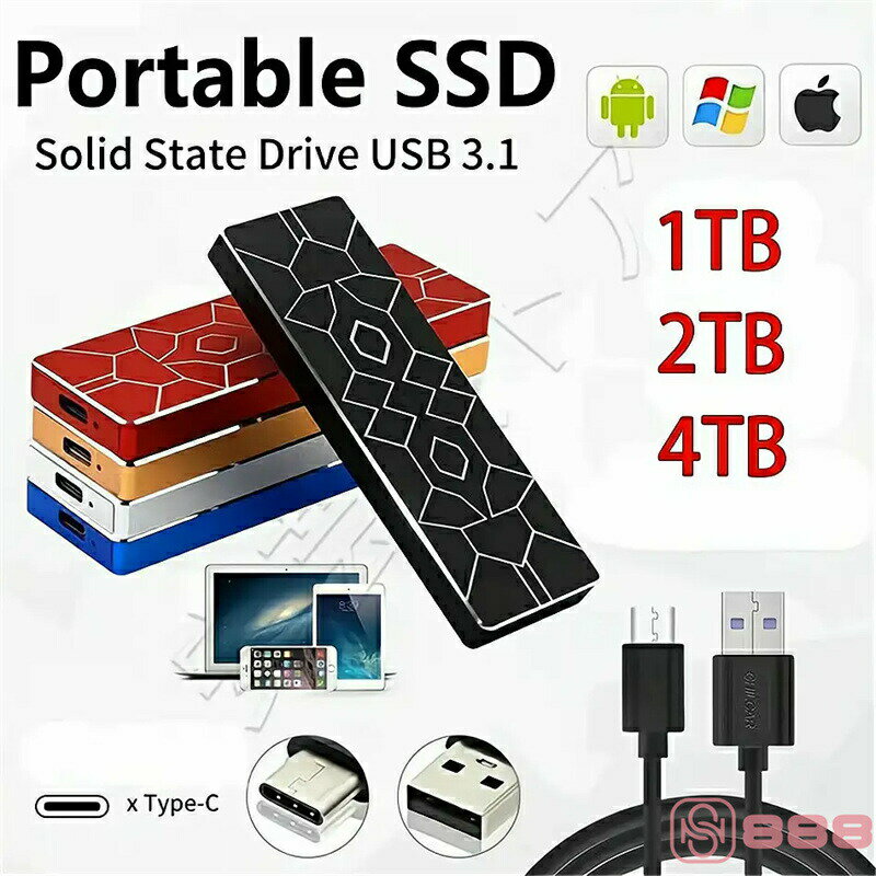 樂天商城 - ポータブルSSD 2TB 4TB ハードディスク USB3.1 外付け 耐衝撃 強互換性 外付け ポータブルハードディスク 静音 コンパクト 小型 高速転送 外付けSSD 超薄型