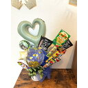 父の日 バルーンアレンジおつまみセット balloon花束 バルーンとお菓子 いつもありがとう 感謝 父の日 贈物 プレゼント 卓上アレンジ 置き型