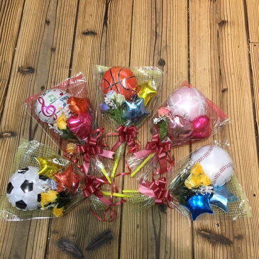 プチブーケ850円 サッカーボール 野球ボール バスケットボール 音符 リボン ピアノ ダンス発表会 卒業式 卒部式 手のひらサイズのプチブーケ