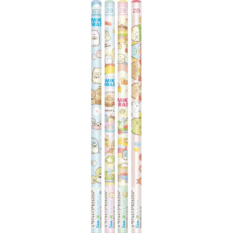 4種セット すみっコぐらし 鉛筆2B丸 ようこそ!たべものおうこく