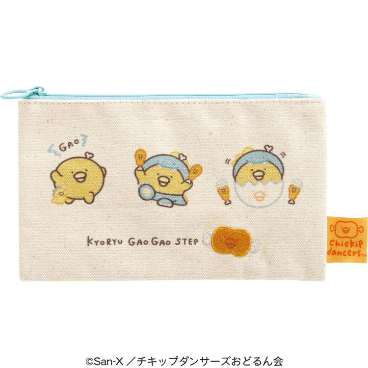 チキップダンサーズ フラットポーチ きょうりゅうがおがおステップ ペンポーチ 帆布