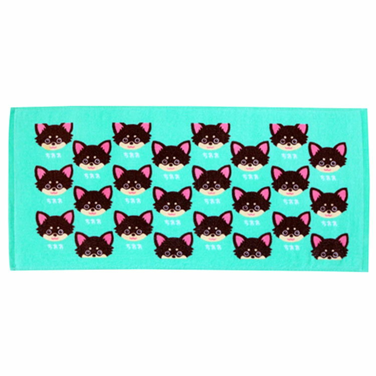 ワンワンワールド フェイスタオル ちわわ ブルー 194311