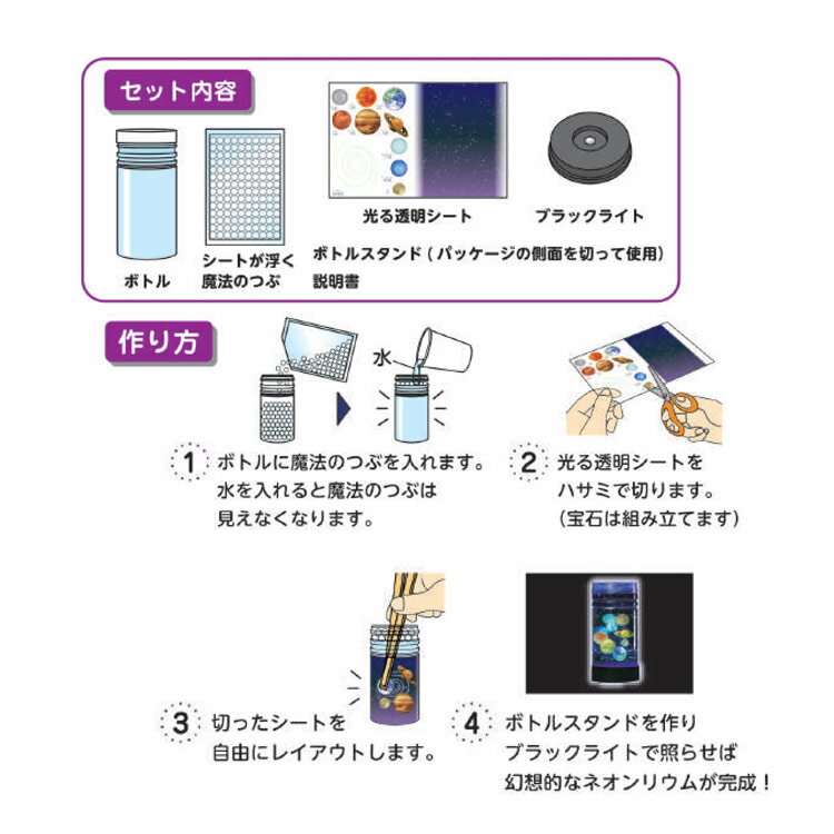 ホビー&クラフト ネオンリウム 宇宙 ブラックライト付き 蓄光インク 工作キット 194504 2