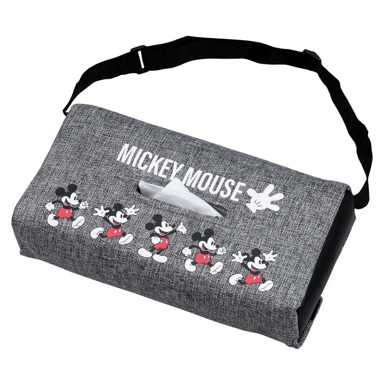 ミッキーマウス ティッシュカバー グレー 吊り下げ ミッキーファブリック カー用品 181799