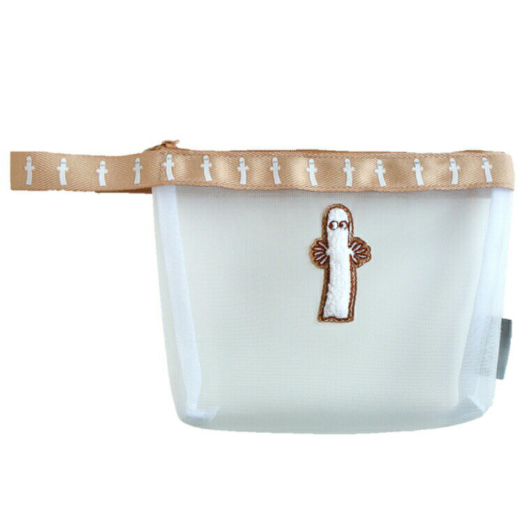 ムーミン グッズ テープ付きメッシュポーチ ニョロニョロ ベージュ 058947