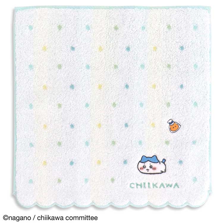 ちいかわ グッズ 41-4030080 タオルハンカチ ドット グリーン ハチワレ