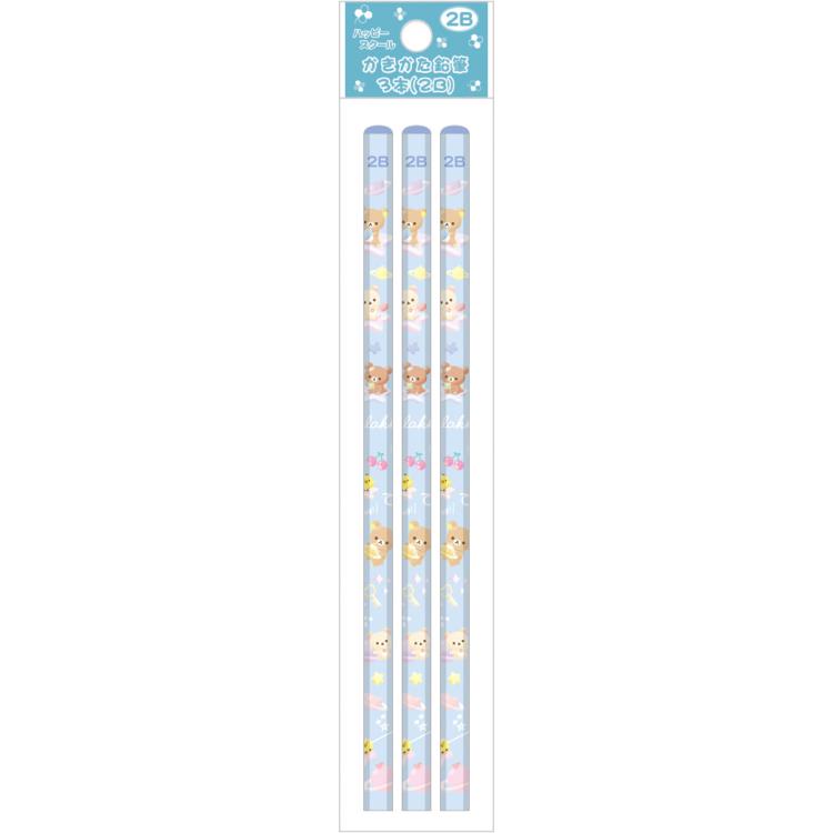 Pencil - リラックマ かきかた鉛筆3本2B ハッピースクール 六角軸 ブルー