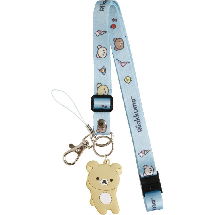 リラックマ ネックストラップ リラックマ BASIC RILAKKUMA ブルー マスコット付 調整パーツ付 安全パーツ付 キッズ 子供