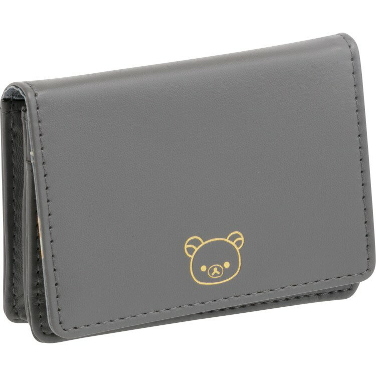 リラックマ 名刺ケース ブラック オフィス雑貨 モノクロダークブラック カードケース 合皮 マグネットボタン付