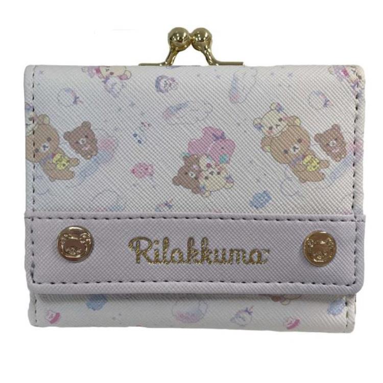リラックマ 口金ミニ財布 パープル 財布 三つ折り レディース 152090