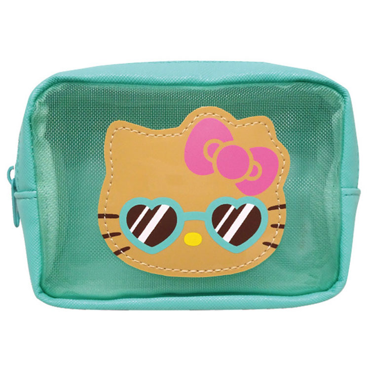 ハローキティ メッシュポケット付きマルチポーチ ミント 日焼けシリーズ 606527のサムネイル