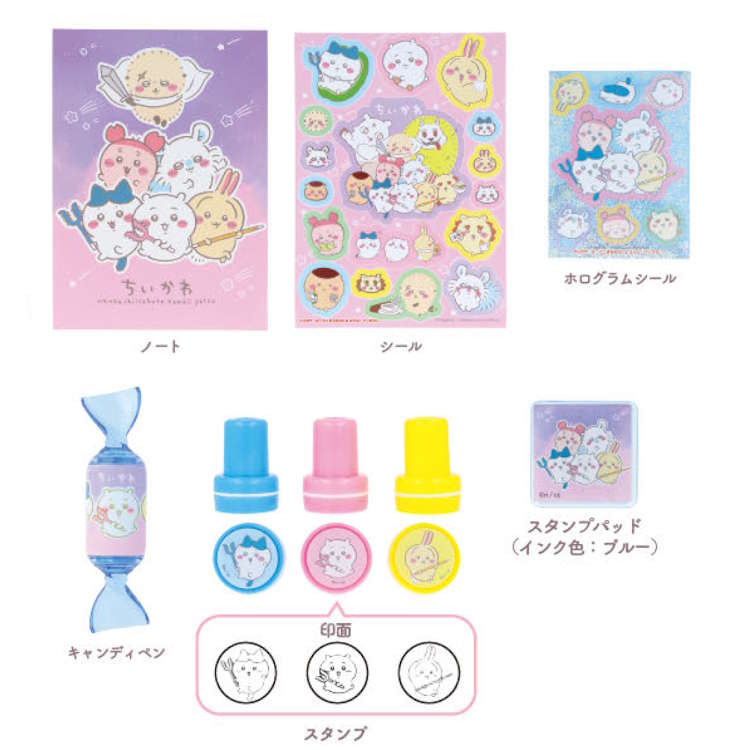 ちいかわ グッズ ステーショナリーショルダーポーチ 文具セット ノート シール ペン スタンプ 317457 anicharaya-10282472 ファンシーモンスター サンプル画像2