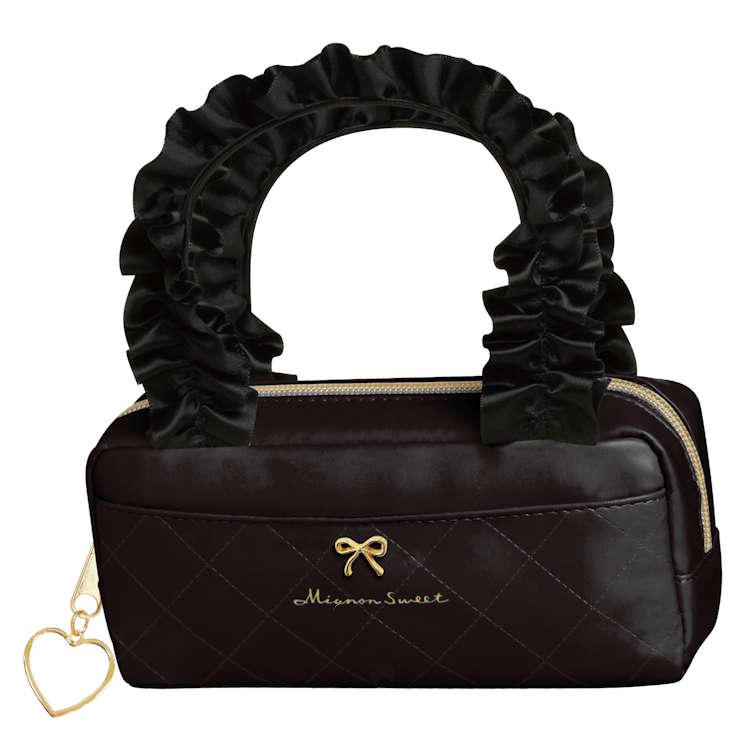 Rakuten - MIGNON SWEET フリラージュペンポーチ BLACK ペンケース フリル 持ち手付き 271753