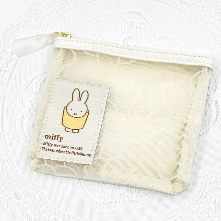 ミッフィー グッズ ティッシュケース付きポーチ ホワイト フラワー 199782