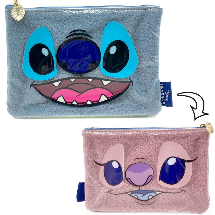 スティッチ もこもこビニールフラットポーチ スティッチ＆エンジェル 182023