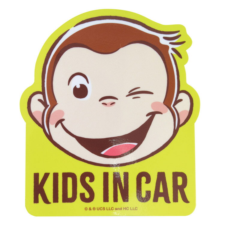 おさるのジョージ マグネットカーサイン ウインク KIDS IN CAR マグネットシート CURIOUS GEORGE カー用品 725874