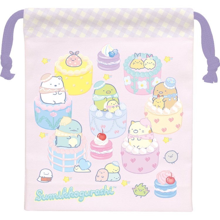 【12月下旬以降〜出荷】すみっコぐらし コップ巾着 CA79602 ランチマーケット カラフルケーキ柄 コップ..