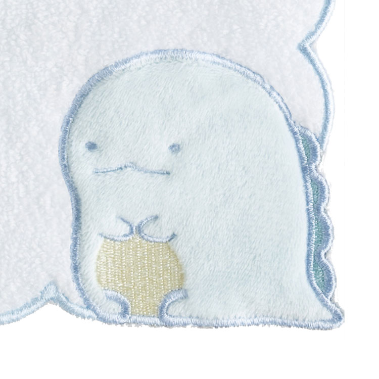 すみっコぐらし ミニタオル とかげ ダイカット 刺?アップリケ スカラカット 波型 ハンカチタオル