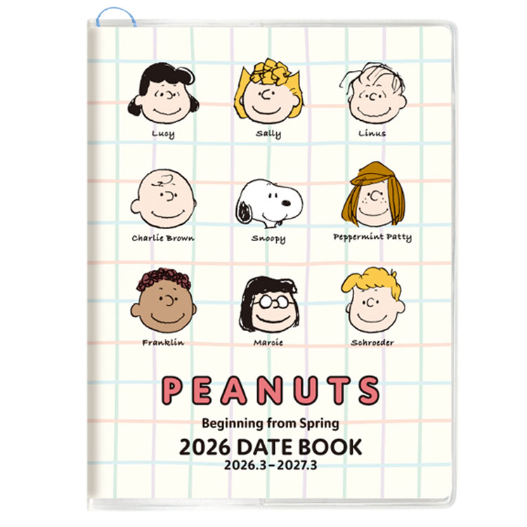 スヌーピー 手帳 2026年 スケジュール帳 春始まり 2026年3月始まり コンパクトサイズ マンスリー アイボリー 308195