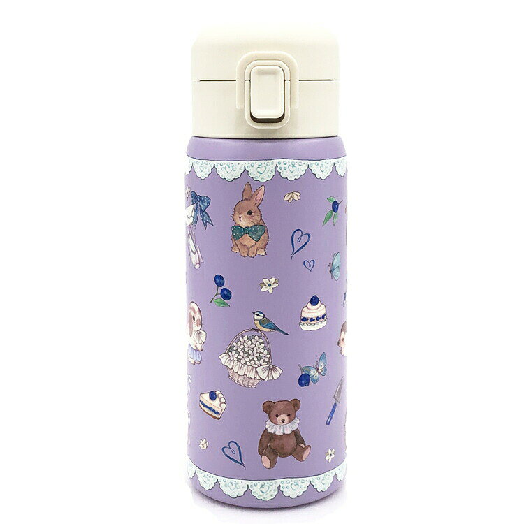 たけいみき ステンレスワンプッシュボトル 350ml ブルーベリーとくまとうさぎ 051003