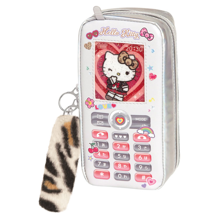 Hello Kitty Flip Phone-Shaped Pen Case, Checkered, After School Girls 388616