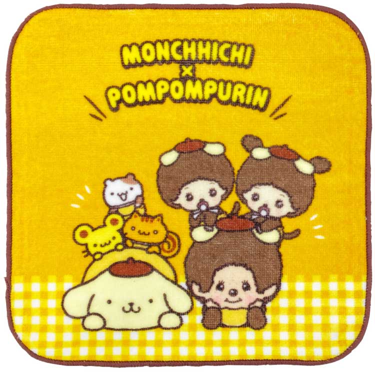 モンチッチ×ポムポムプリン ミニタオル チェック 020149