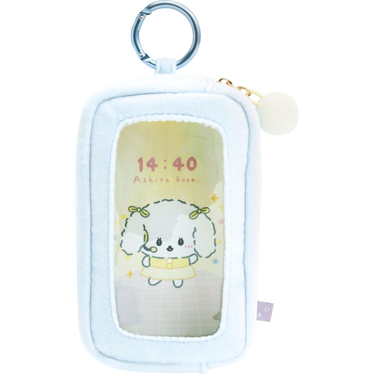 いしよわちゃん スマホ風ポーチ ゆうわくにかてないいしよわちゃん ブルー 水色 ぬいぐるみキャリー 推し活 痛ポーチ